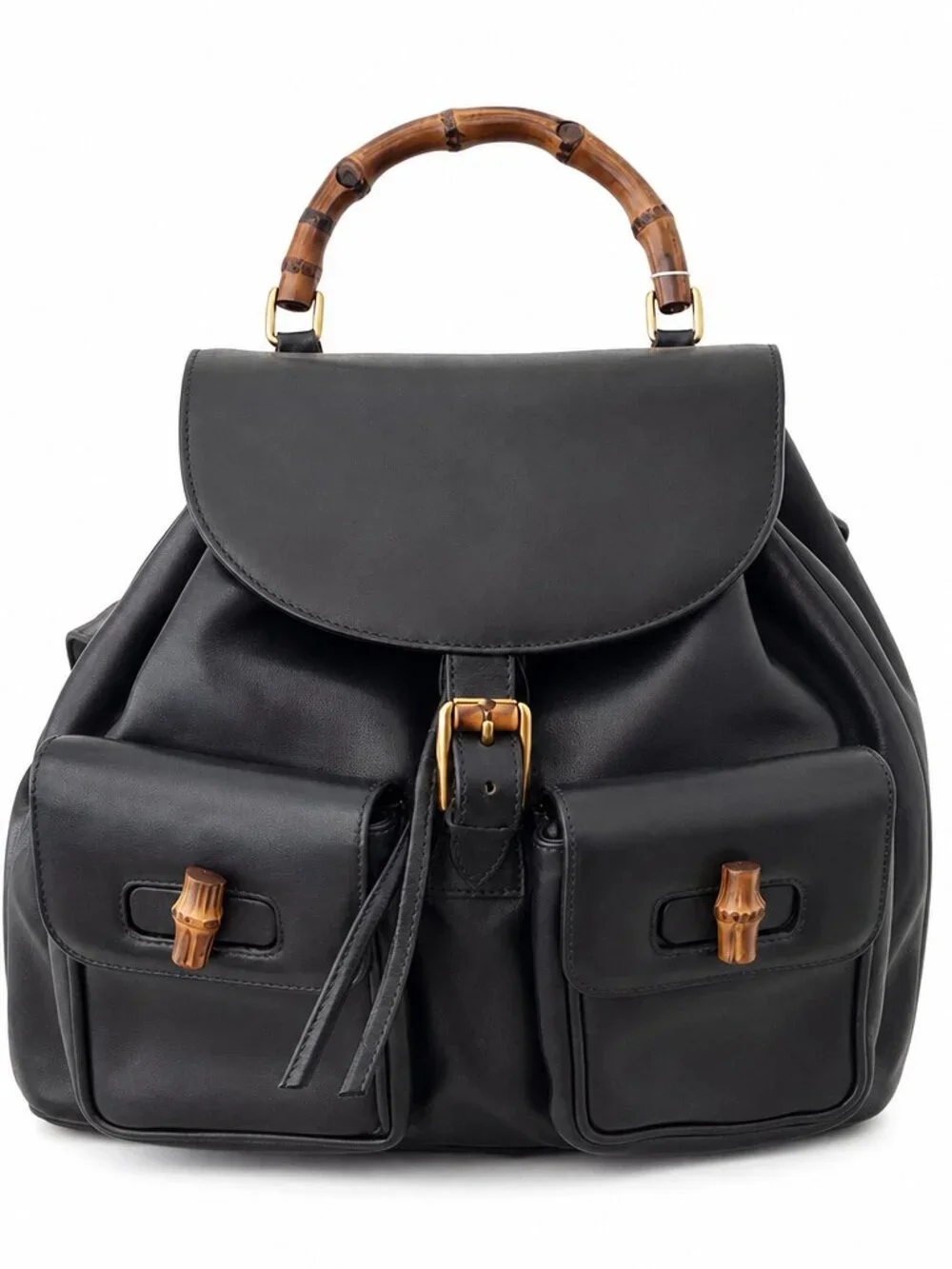 Authentic Gucci Vintage Leather Backpack Black Gucci Vintage Black Leather Unisex Backpack - Etsy main image 4